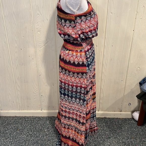 FIRE Las Angelas Maxi Dress Adjustable Straps Lined Elastic Waist Size Small - Picture 5 of 11